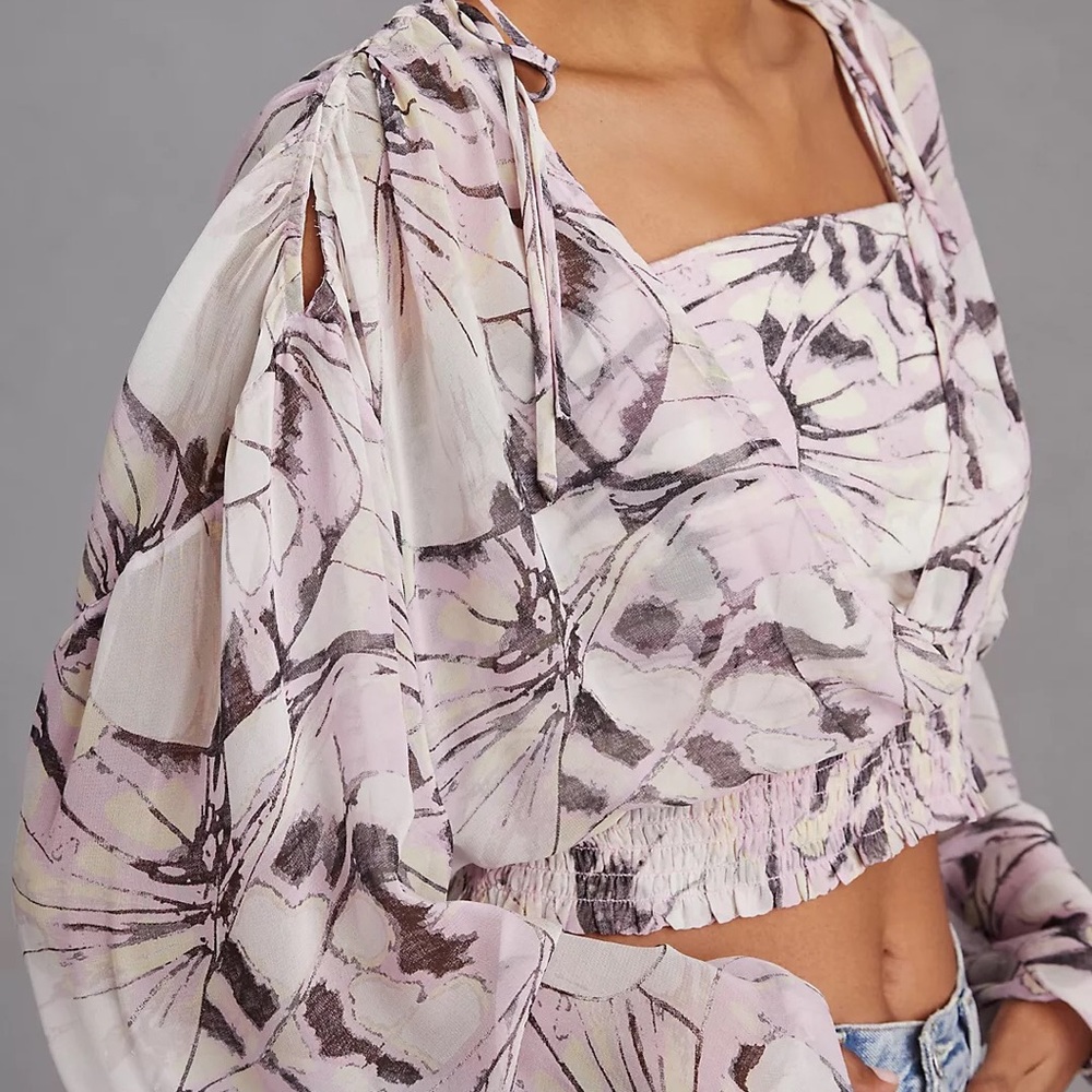 Anthropologie Sheer Peasant Top - Picture 2 of 7